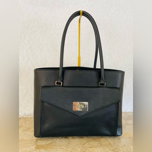 KATE SPADE large Elegant Black Leather Tote Bag shoulder bag - Picture 1 of 10
